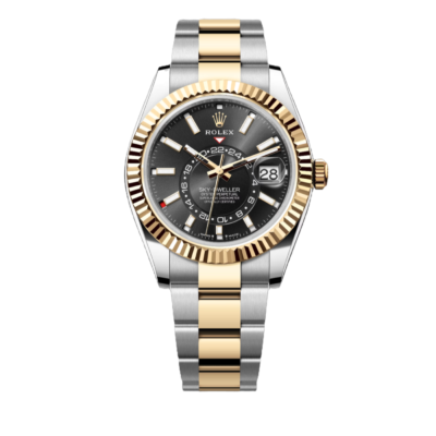 Super Clone Rolex Sky - Dweller, Oyster , Black And Yellow Gold