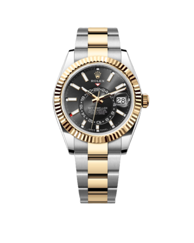 Super Clone Rolex Sky – Dweller, Oyster , Black And Yellow Gold