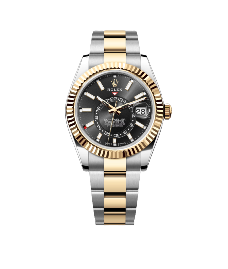 Super Clone Rolex Sky - Dweller, Oyster , Black And Yellow Gold
