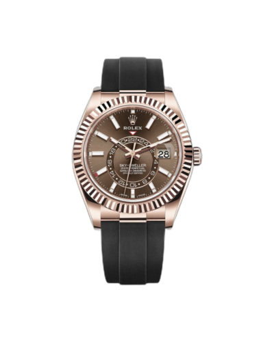 Super Clone Rolex Sky-Dweller Rose Gold Chocolate Dial