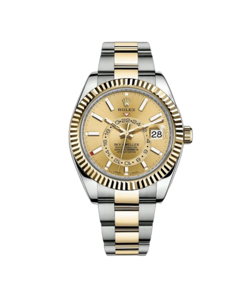 Super Clone Rolex Sky-Dweller Two Tone Champagne Dial
