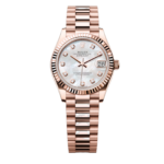 Super Clone Rolex ,White Mother-Of-Pearl Set With Diamonds , 31 mm, Everose Gold