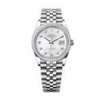 Super Clone Rolex ,White Mother-of-Pearl Set With Diamonds , 31 mm