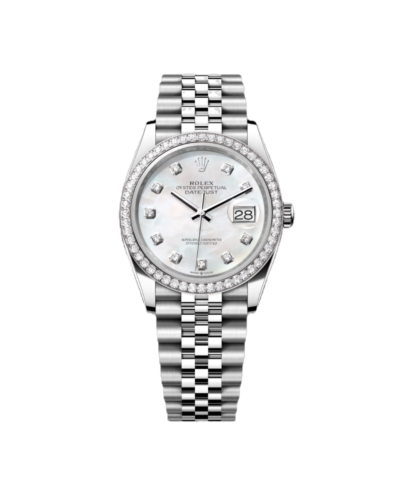Super Clone Rolex ,White Mother-of-Pearl Set With Diamonds , 31 mm