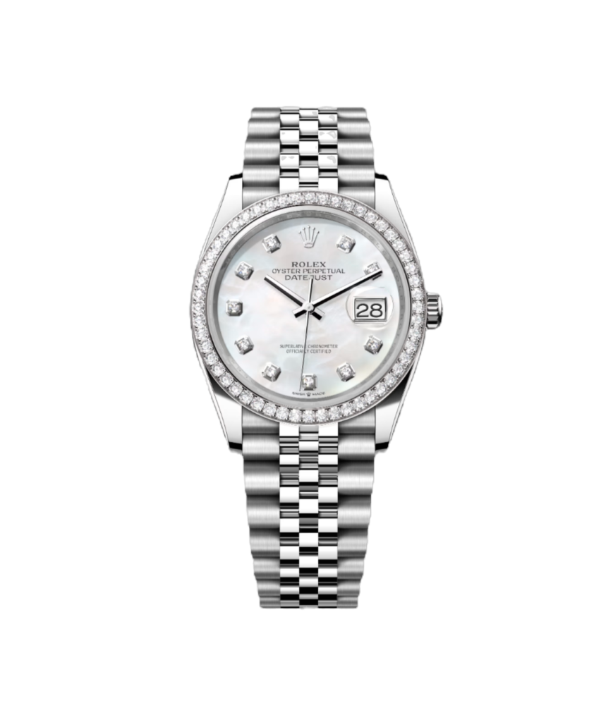 Super Clone Rolex ,White Mother-of-Pearl Set With Diamonds , 31 mm