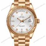 Reduced Rolex Day-Date Rose Gold Silver Diamond Dial President Bracelet