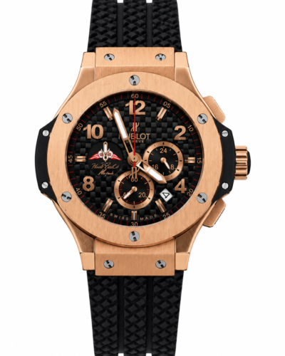 Super Clone Hublot Big Bang Rose Gold Black Carbon Dial Rubber Strap