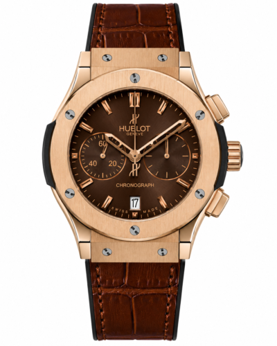 Super Clone Hublot Big Bang Rose Gold Brown Sunburst Dial Crocodile Leather Strap