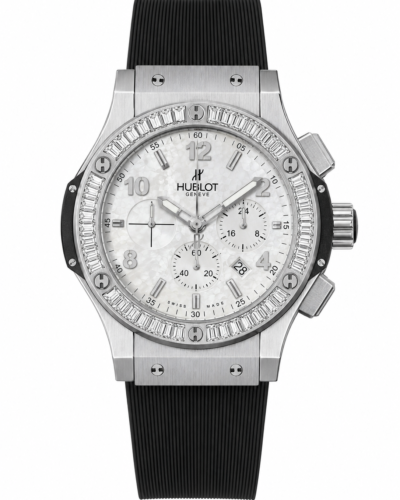 Super Clone Hublot Big Bang Silver White Diamond Bezel Rubber Strap