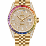 Super Clone Rolex Datejust Rainbow Rose Gold Diamond Dial