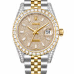 Super Clone Rolex Datejust Two Tone Gold Diamond Dial