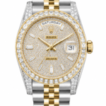 Super Clone Rolex Datejust Two Tone Gold Diamond Dial