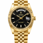 Super Clone Rolex Day-Date Full Gold Black Dial Jubilee