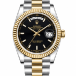 Super Clone Rolex Day-Date Two Tone Black Dial