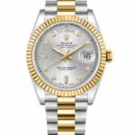 Super Clone Rolex Day-Date Two Tone Silver Diamond Dial