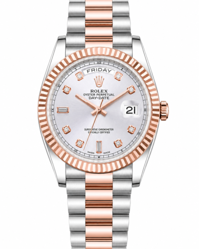 Super Clone Rolex Day-Date Two Tone Silver Rose Dial