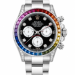 Super Clone Rolex Daytona Rainbow Crystal Index Silver Edition
