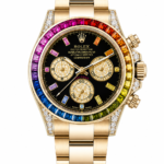 Super Clone Rolex Daytona Rainbow Gold Black Dial
