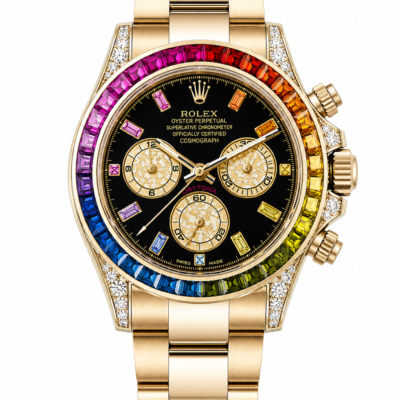 Super Clone Rolex Daytona Rainbow Gold Black Dial