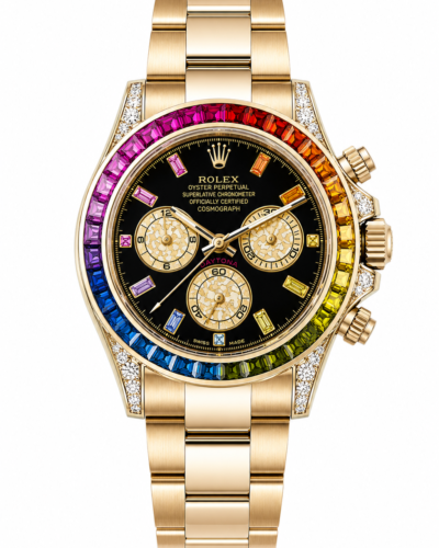 Super Clone Rolex Daytona Rainbow Gold Black Dial
