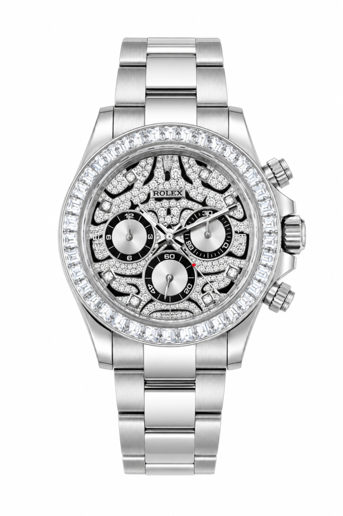 Super Clone Rolex Daytona White Gold Diamond Edition