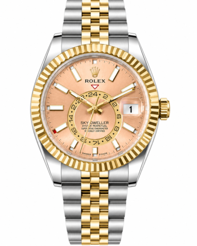 Super Clone Rolex Sky-Dweller Champagne Two Tone Jubilee