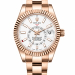 Super Clone Rolex Sky-Dweller Rose Gold White Dial