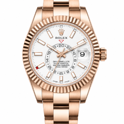 Super Clone Rolex Sky-Dweller Rose Gold White Dial