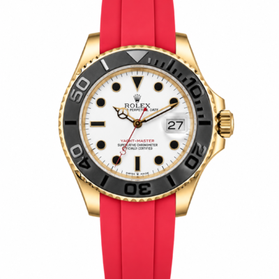 Super Clone Rolex Yacht-Master Gold White Dial Oysterflex