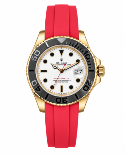 Super Clone Rolex Yacht-Master Gold White Dial Oysterflex