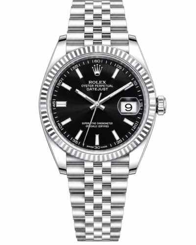 Super Clone Rolex Datejust 36 MM Black Dial Jubilee Bracelet Fluted Bezel Stainless Steel