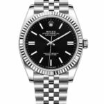 Super Clone Rolex Datejust 36 MM Black Dial Jubilee Bracelet Fluted Bezel Stainless Steel