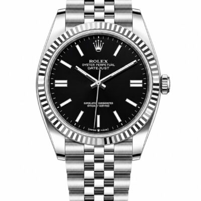 Super Clone Rolex Datejust 36 MM Black Dial Jubilee Bracelet Fluted Bezel Stainless Steel