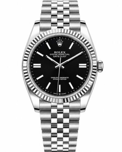 Super Clone Rolex Datejust 36 MM Black Dial Jubilee Bracelet Fluted Bezel Stainless Steel