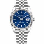 Super Clone Rolex Datejust 36 MM Blue Dial Jubilee Bracelet Fluted Bezel Stainless Steel