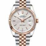 Super Clone Rolex Datejust 36 MM Silver Dial Jubilee Bracelet Everose Gold Two Tone Fluted Bezel
