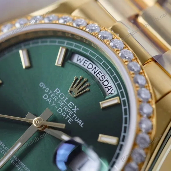 Super Clone Rolex Day-Date Bright Green Diamond Dial 128348rbr-0078 36 mm – Swiss SuperClone