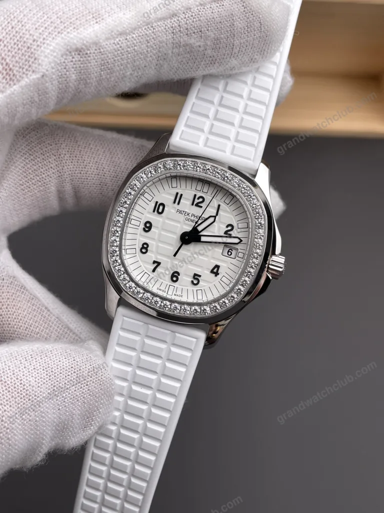 Super Clone Patek Philippe Aquanaut 5067A-025 35.6mm White Dial Diamond Bezel Moissanite Steel – CustomizeVersion – Swiss SuperClone