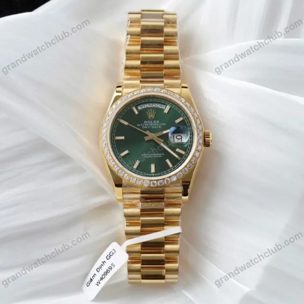Super Clone Rolex Day-Date Bright Green Diamond Dial 128348rbr-0078 36 mm – Swiss SuperClone