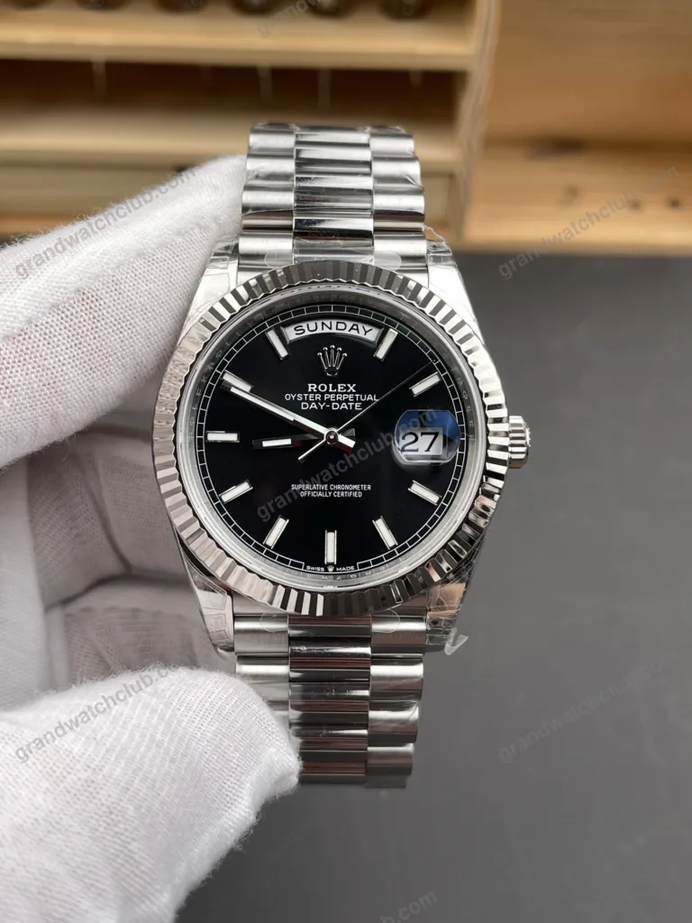 Super Clone Rolex Day-Date Bright Black Dial 228236-0003 40 mm – Swiss SuperClone