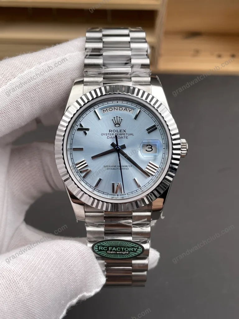Super Clone Rolex Day-Date Ice Blue Dial 228236-0012 40 mm – Swiss SuperClone