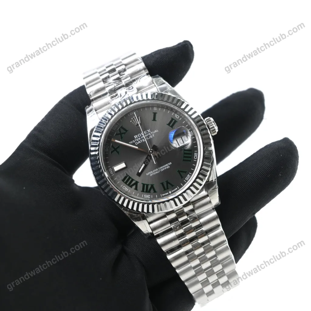 Super Clone Rolex Datejust Rhodium Dial 126334 “Wimbledon” Flutted/Jubilee 41 mm – Swiss SuperClone