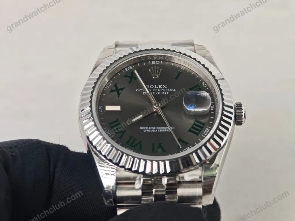 Super Clone Rolex Datejust Rhodium Dial 126334 “Wimbledon” Flutted/Jubilee 41 mm – Swiss SuperClone
