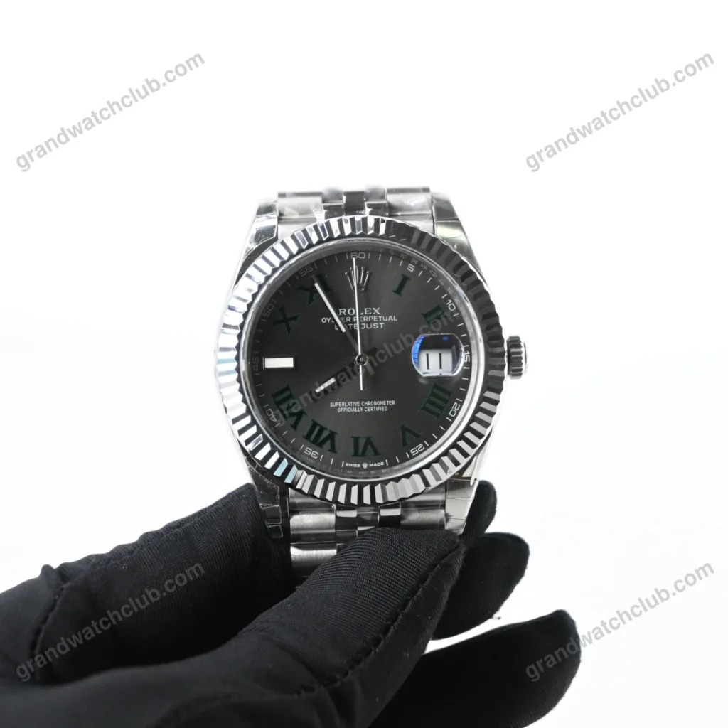 Super Clone Rolex Datejust Rhodium Dial 126334 “Wimbledon” Flutted/Jubilee 41 mm – Swiss SuperClone