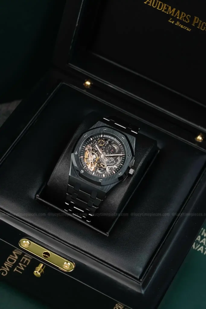 Super Clone Audemars Piguet Royal Oak 15407CE.OO 41mm Skeleton Dial Ceramic V3 Base — dial close-up
