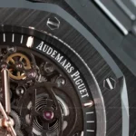 Super Clone Audemars Piguet Royal Oak 15407CE.OO 41mm Skeleton Dial Ceramic V3 Base — on leather display
