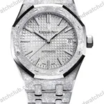 Super Clone Audemars Piguet Royal Oak Frosted Gold 41mm Silver Dial Steel