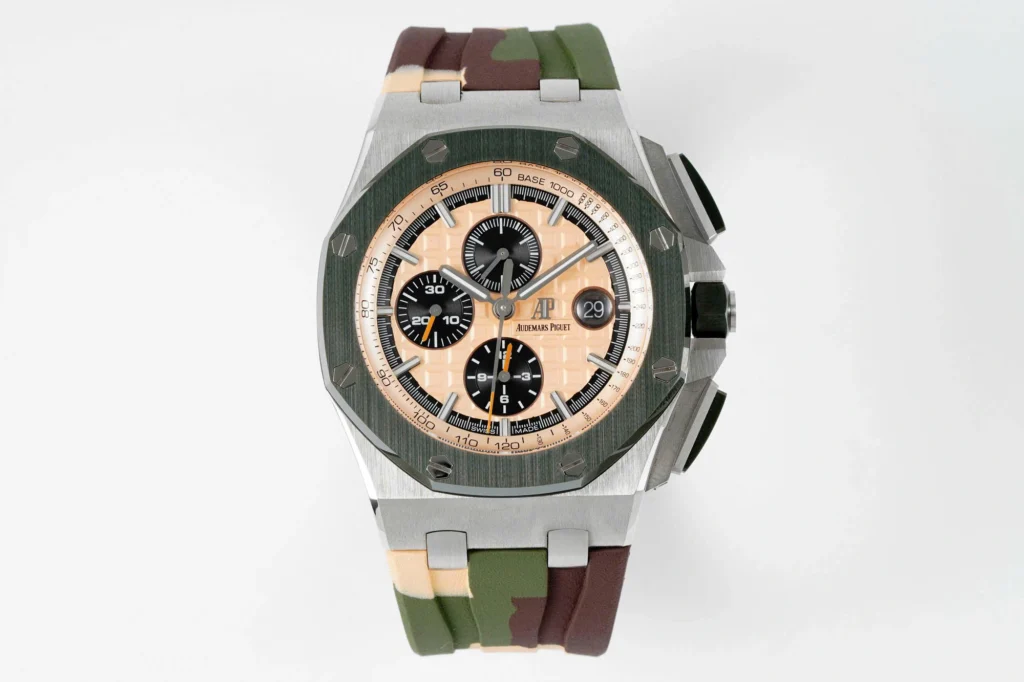 Super Clone Audemars Piguet Royal Oak Offshore Chronograph Ceramic Camouflage 26400SO 44mm Rose Gold Dial