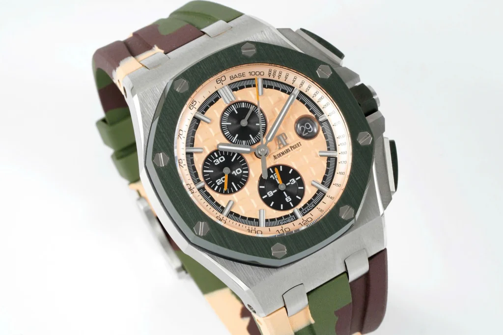 Super Clone Audemars Piguet Royal Oak Offshore Chronograph Ceramic Camouflage 26400SO 44mm Rose Gold Dial