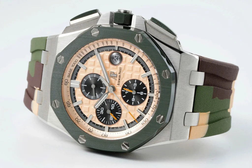 Super Clone Audemars Piguet Royal Oak Offshore Chronograph Ceramic Camouflage 26400SO 44mm Rose Gold Dial